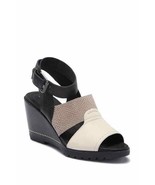 Sorel After Hours Sandal Comfy Wedge in Black White Grey Leather $160 Sz... - $84.14
