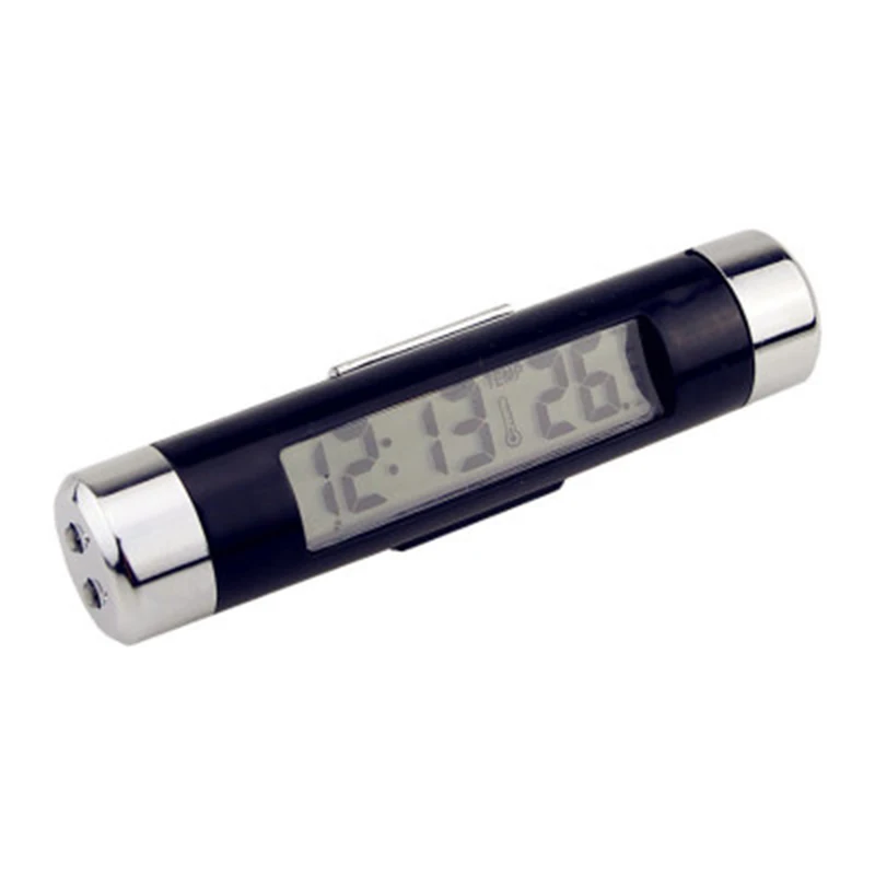 2 In 1 Car Thermometer Backlit Mini Electronic Clock Digital LCD Display Clock - £11.18 GBP