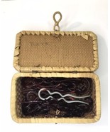 Vintage 2 Prong Hair Pins Original Mid-Century with Wicker/Straw Container - £19.67 GBP