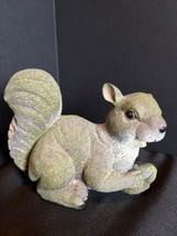 VTG Flocked Brown Squirrel Figure Resin Glass Eyes Holding Acorn Decor 5... - $17.37