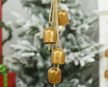 Gold Metal Vintage Bells with Jute Hanging Rope, Decorative Cow Bell for... - £21.03 GBP
