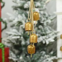 Gold Metal Vintage Bells with Jute Hanging Rope, Decorative Cow Bell for Wedding - £21.07 GBP