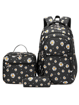 Black Daisy Kids School Backpacks Set Teen Girls with Lunch Bag Water Resistant - £45.38 GBP