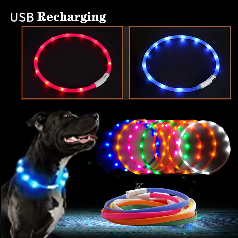 House Home Pet Dogs Cats LED Light Collars Rechargeable Flashing Night Dog Colla - £24.41 GBP
