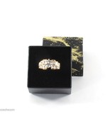 Yellow Gold Plated Clear CZ Solitaire Ring Accents Size 10 Signed Gift Box - $9.50