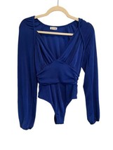 Intimately Free People Womens Bodysuit In Your Arms Blue Long Sleeve V-Neck Xs - £22.36 GBP