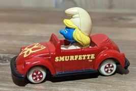 Vintage 1982 Vintage Smurf Smurfette In Bug #1 Car Ertl Die Cast Car - £7.46 GBP