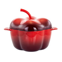 MegaChef Pepper Shaped 3 qt Enameled Cast Iron Casserole in Red - £57.31 GBP
