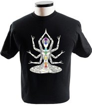 Spiritual T Shirt Girl On Meditation With Chakras Black Religion T-Shirts - £13.51 GBP+