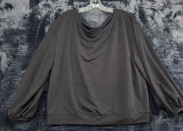 INC International Concepts Blouse Top Women Size XL Black Long Sleeve Round Neck - £13.98 GBP