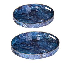Set of Two Modern Chic Blue Trays L:D14, S:D12 inch - £40.71 GBP
