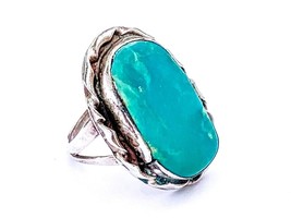 authentic vtg native american navajo sterling turquoise twisted ring 4 6 GR - $136.24