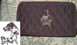 Belvah Quilted Fabric JACK RUSSELL Dog Breed Zip Around Brown Ladies Wallet - £11.18 GBP