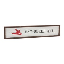 Eat, Sleep, Ski Sign 23&quot;L x 5&quot;H Wood - £33.84 GBP
