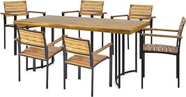 Christopher Knight Home Editha Outdoor Modern Industrial 7 Piece Acacia Wood Din - £1,141.25 GBP