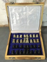 Unique Stone 8x8 Inch Hand Carved Chess Set Game Portable Board Storage ... - $47.52