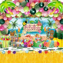 Hawaiian Luau Party Decorations(161 Pcs), Tropical Summer Beach Pool Party Suppl - £35.95 GBP