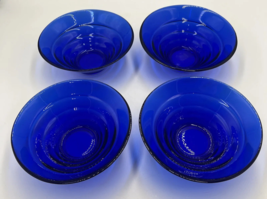 Vetreria Etrusca Italy Tiered stepped Glass Cobalt Blue Bowls Art Glass Set Of 4 - £27.48 GBP