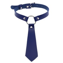 egirl Cosplay Harajuku Punk tie design necklace Sexy PU Leather Round Collar Cho - £13.26 GBP