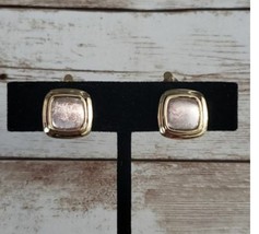 Vintage Clip On Earrings Small &amp; Simple Frosted Framed Square - $12.99