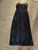 Black Satin Like Spaghetti Strap Prom Gala Dance Bridesmaid Dress-6 - $84.14