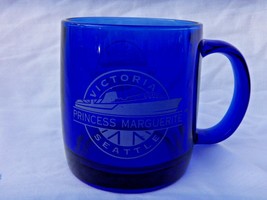 Cobalt Blue Glass Mug Victoria Seattle Princess Marguerite &amp; Clipper Vintage - £15.78 GBP