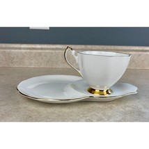 Queen Anne Snow White Bone China England Tea Cup And Saucer Tray Set - £17.36 GBP