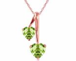 Galaxy Gold GG 14K Solid Rose Gold Natural Peridot Double Heart Pendant ... - $458.36