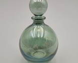 Round Iridescent Light Emerald Green Glass Art Perfume Bottle - £19.38 GBP