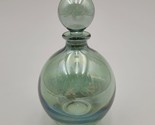 Round Iridescent Light Emerald Green Glass Art Perfume Bottle - $24.74