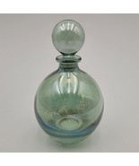 Round Iridescent Light Emerald Green Glass Art Perfume Bottle - £19.46 GBP
