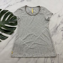 Lole Womens Activewear Top Size M White Gray Striped Scoop Neck Patchwork - $22.76