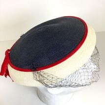 Vintage 1950s Hat Lace Veiled Evelyn Varon Model Red White Blue - $17.00