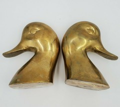 Vintage Solid Brass Bookends Mallard Duck 4.5&quot; tall Hunter Outdoorsman Gift 3lbs - £22.15 GBP