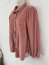 American Eagle Womens M Orange Pink Wide Wale Cotton Corduroy Shirt - $28.71