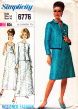 Misses&#39; DRESS Vintage 1966 Simplicity Pattern 6776 Size 14 - £9.44 GBP