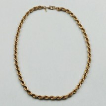 15&quot; Choker Necklace Signed Monet Gold Tone Twisted Rope Style Vintage Chain - £9.73 GBP