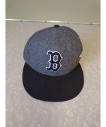 Boston Red Sox Hat New Era Sz 7  1/8 BLACK GRAY Wool Blend Baseball Cap MLB - £14.54 GBP