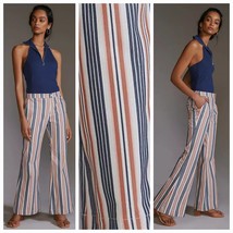 New By Anthropologie Low-Rise Striped Flare Pants $140 SIZE 4  - £51.19 GBP