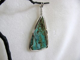 American Turquoise Sterling Silver Wire Wrapped RKS320 - £27.91 GBP