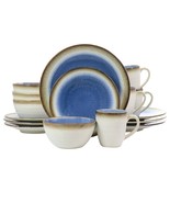 Gibson Elite Moonstruck 16 Piece Ceramic Dinnerware Set in Blue - $1,702.37 MXN
