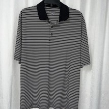 Pebble Beach Men&#39;s Polo Shirt Black &amp; White Striped Size Large - £11.69 GBP