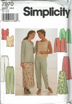 Simplicity Sewing Pattern 7970 Shirt Top Pants Jacket Skirt Misses Size 4-8 - £7.13 GBP