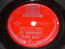 Al Martino Here In My Heart I Cried Myself To Sleep 78 Rpm Record BBS Label 101 - £11.98 GBP