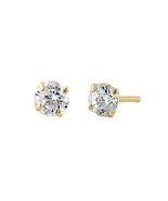 14K Gold &amp; 5mm Round Crystals Stud Earrings - £31.65 GBP