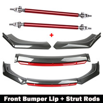 For Honda Civic 2016-2021 Carbon Fiber Front Bumper Lip Spoiler + Strut Rods - £59.83 GBP