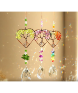 Tree Of Life Heart Shaped Suncatchers - Chakra Stones - Prism Pendant - ... - £6.58 GBP+