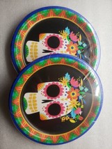 Party Plates 8 5/8 in Diameter Day Of Dead Sugar Skull 2 Packs of 8 16 Total - £8.67 GBP