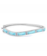 Sterling Silver Natural Larimar Bangle Bracelet - €185,33 EUR