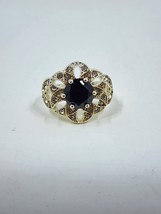 Avon Dazzling Floral CZ Ring Black Size 6 - £3.04 GBP